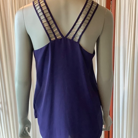 Rock & Republic Royal Blue Layered Tank Top With Metallic Straps Size Medium - Picture 4 of 9